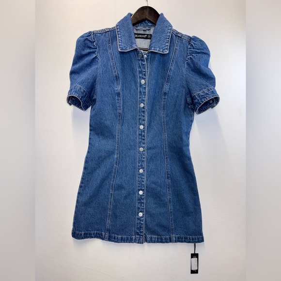 Blank NYC Dresses & Skirts - Blank NYC Blue Denim Mini Dress with Puff Sleeves